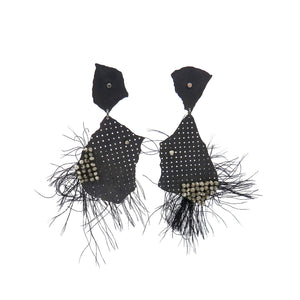 Black torn studs with diamonds and thread - Tinsel Gallery