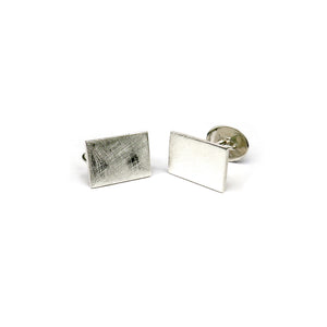 Silver scratched rectangle cufflinks - Tinsel Gallery