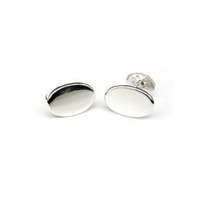 Plain silver oval cufflinks - Tinsel Gallery