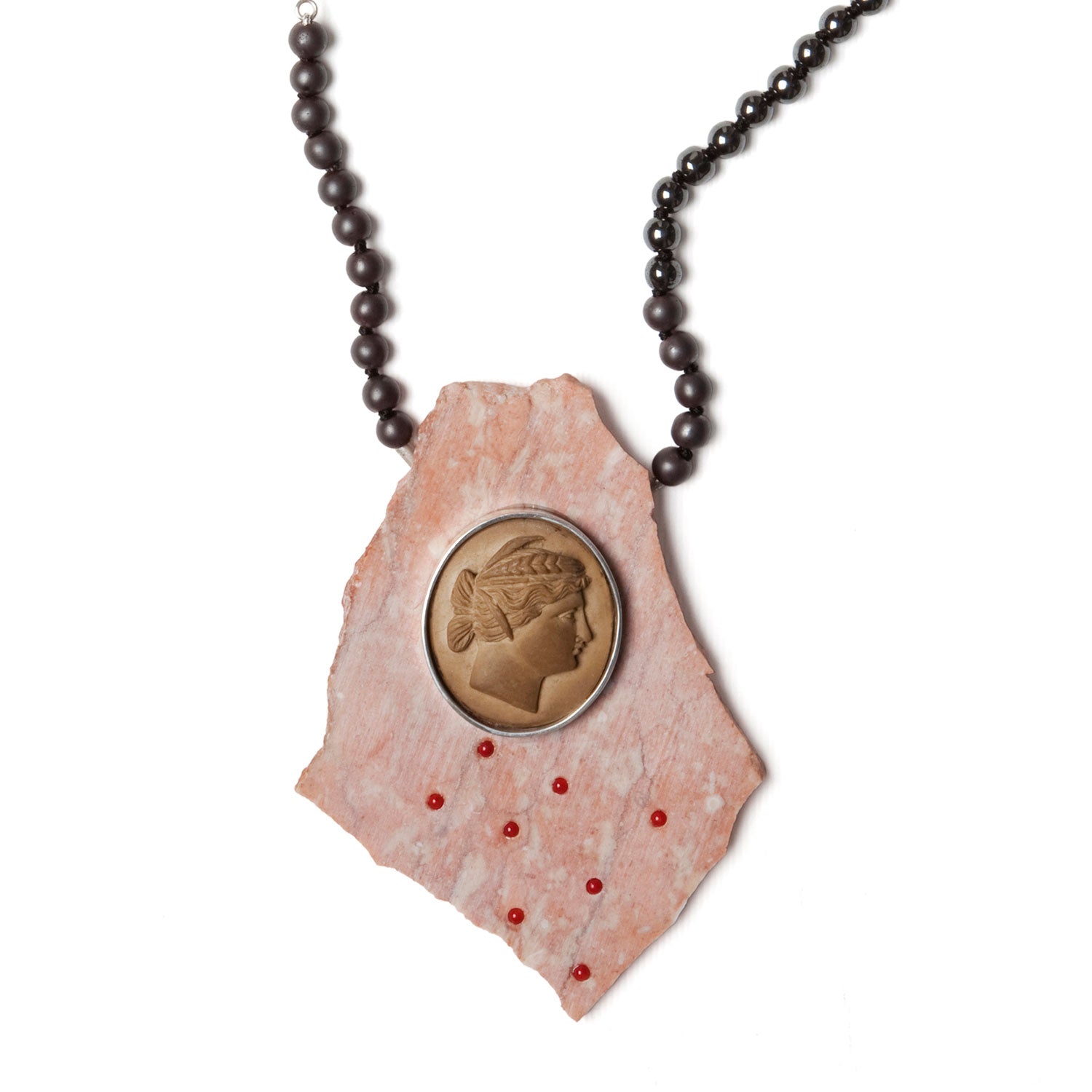 Pink slice and cameo necklace - Tinsel Gallery